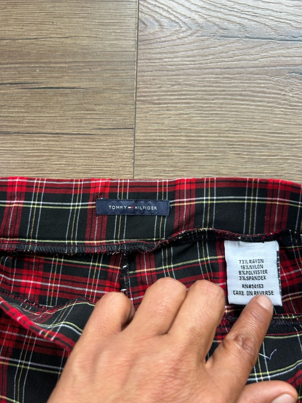 Tommy Hilfiger punk rock/ emo style Red Black Plaid Skinny Pants - Picture 4 of 6